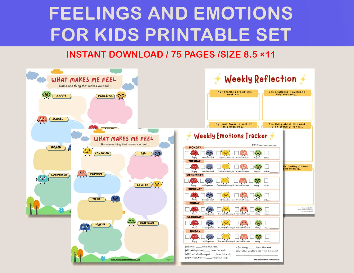 Feelings & Emotions  Worksheets for Kids-SmartBunnyPrints
