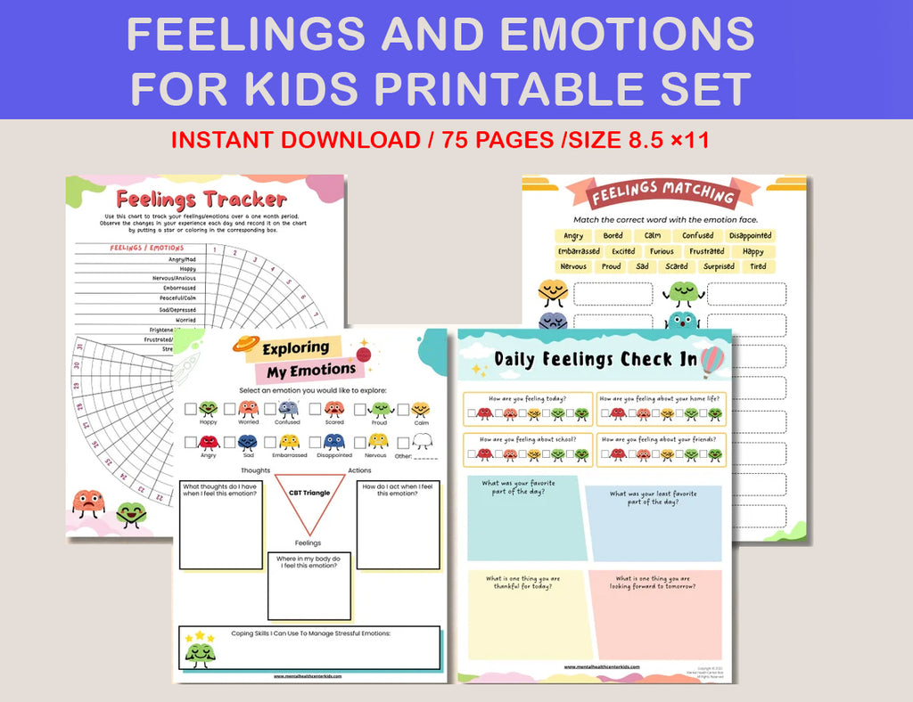 Feelings & Emotions  Worksheets for Kids-SmartBunnyPrints
