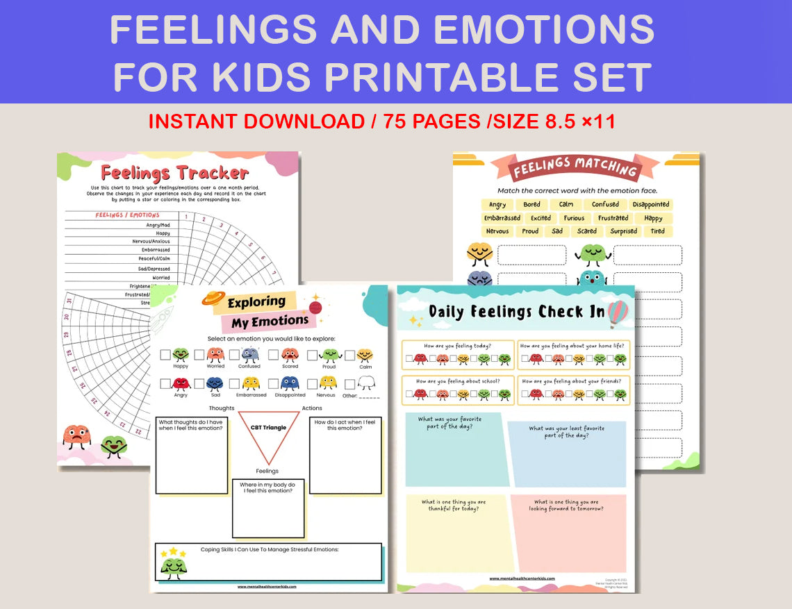 Feelings & Emotions  Worksheets for Kids-SmartBunnyPrints