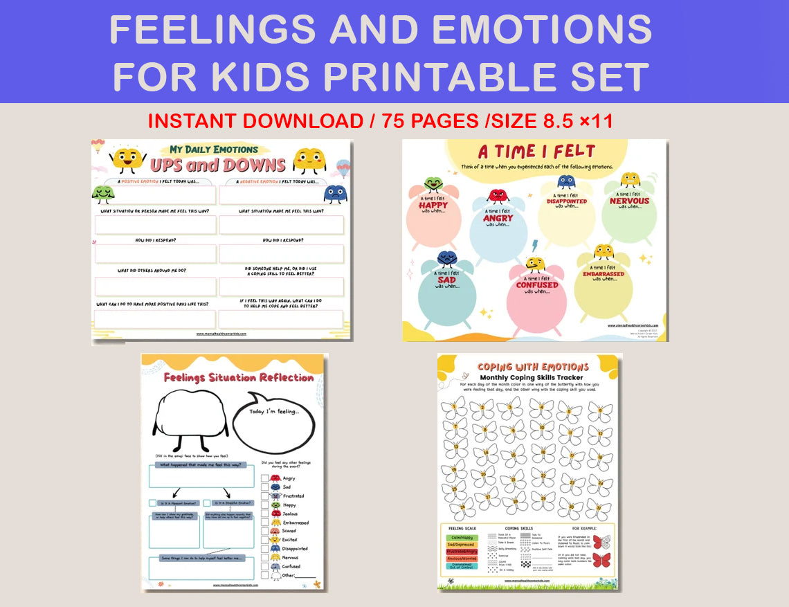 Feelings & Emotions  Worksheets for Kids-SmartBunnyPrints