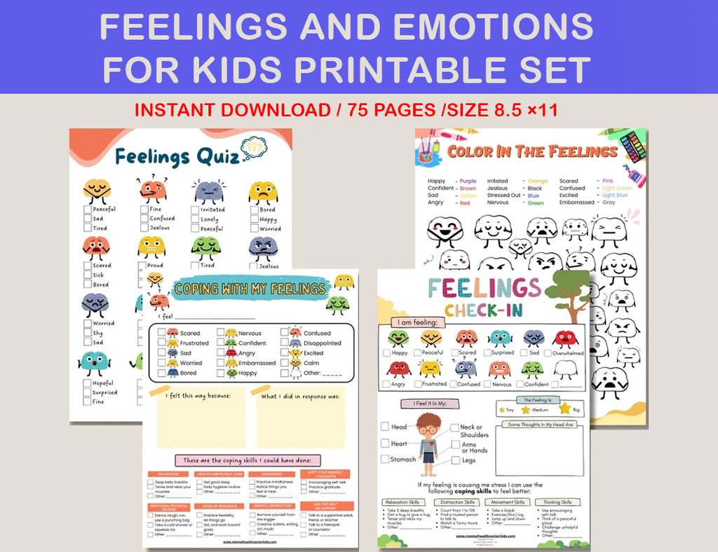 Feelings & Emotions  Worksheets for Kids-SmartBunnyPrints