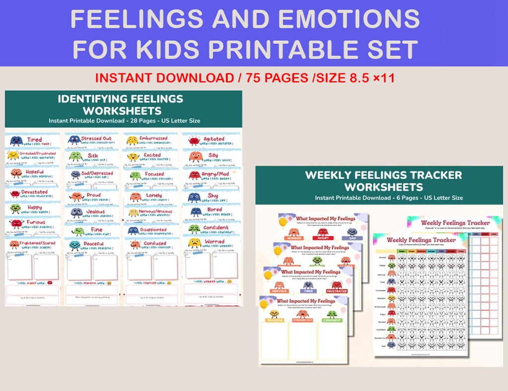 Feelings & Emotions  Worksheets for Kids-SmartBunnyPrints