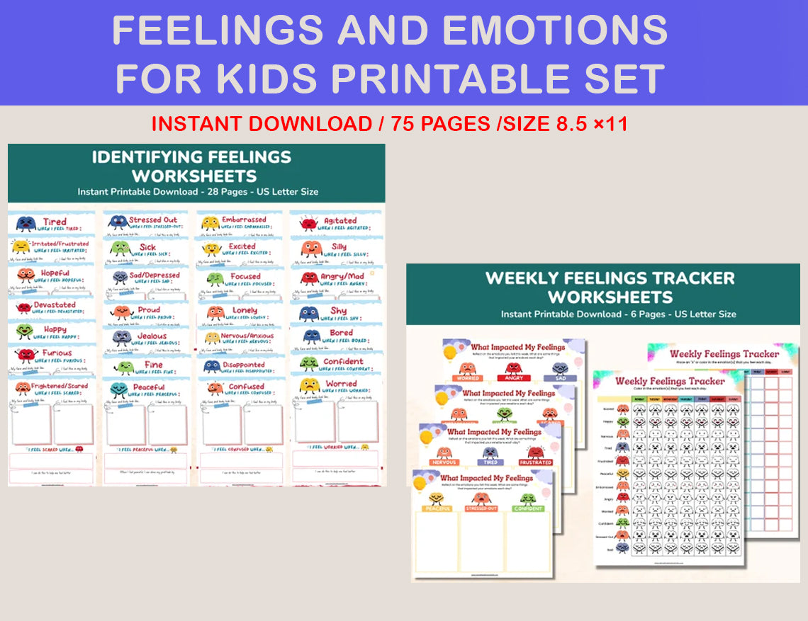 Feelings & Emotions  Worksheets for Kids-SmartBunnyPrints